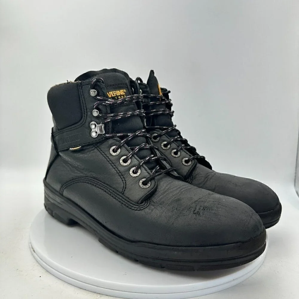 Wolverine Durashocks Men Size 9W Direct Attach Work Boot W03123 Black Leather